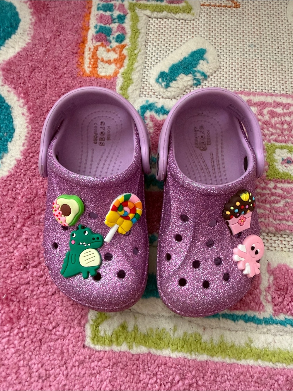 CROCS Kids Glitter Clogs in Sparkling Lavender